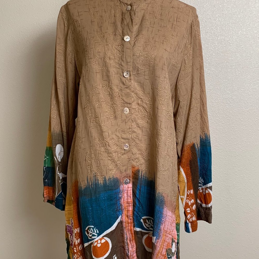 Citron Santa Monica 100% Silk Button-Up EUC Sz M